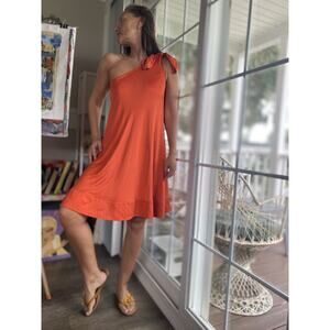 Diane Von Furstenberg One Shoulder Silk Blend Mini Dress Orange Grecian Knot 4